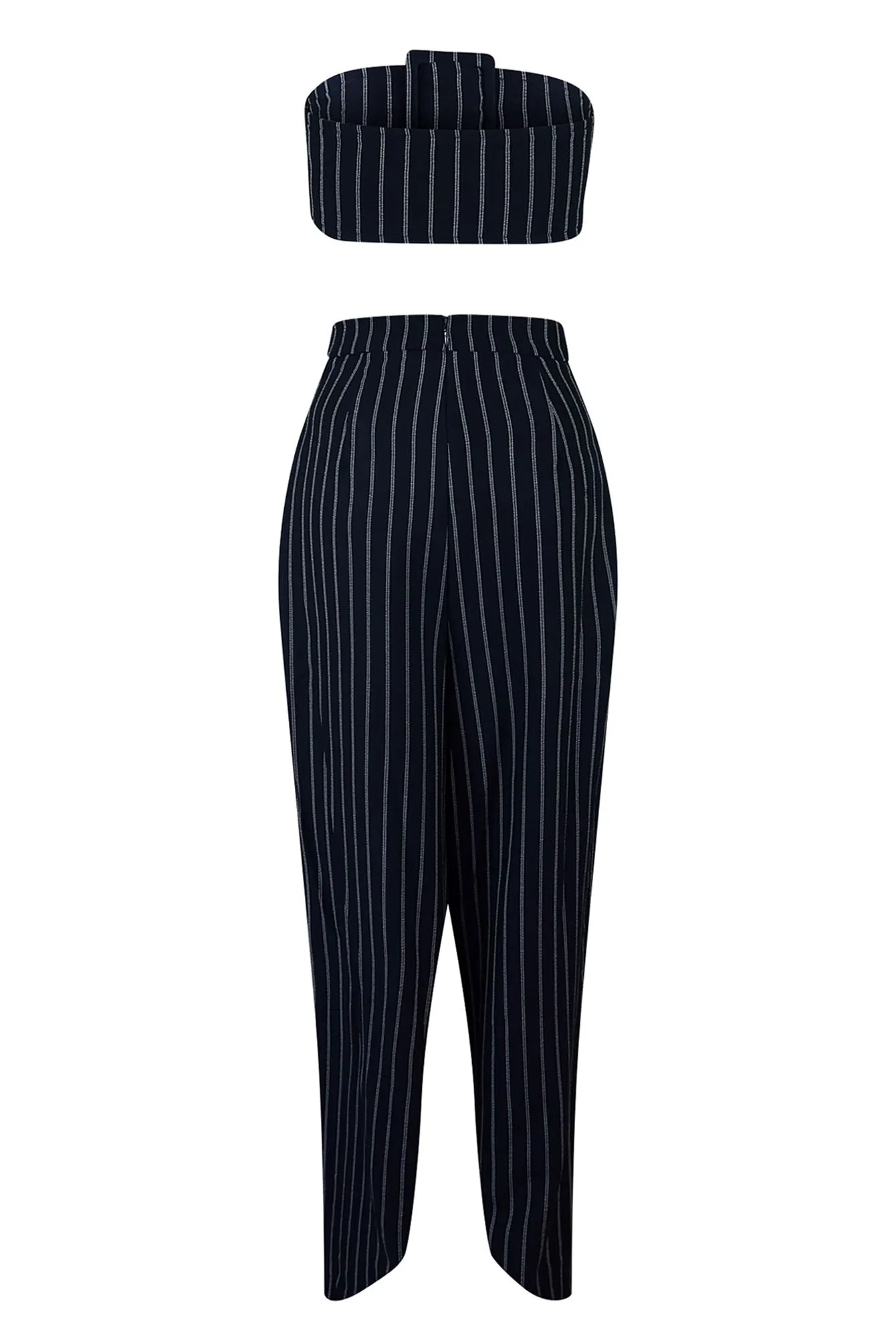 Never Serious Pinstripe Belt Tube Top & Pants SET