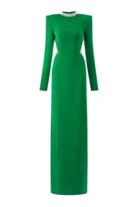 Oasis Sheath Round Neck Velvet Floor Length Dress