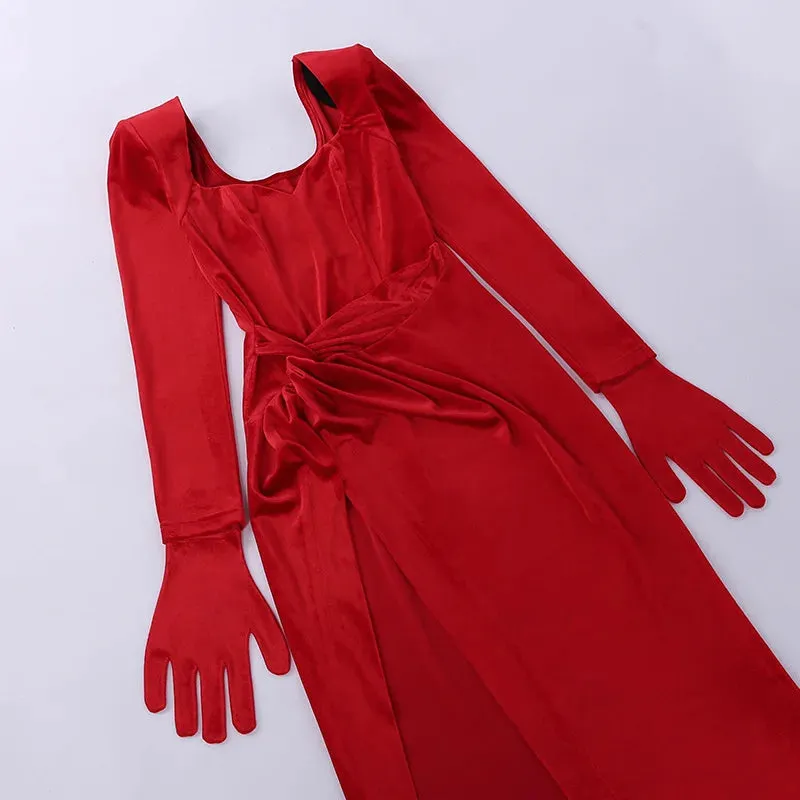 On-Trend Velvet High-Slit Evening Gown