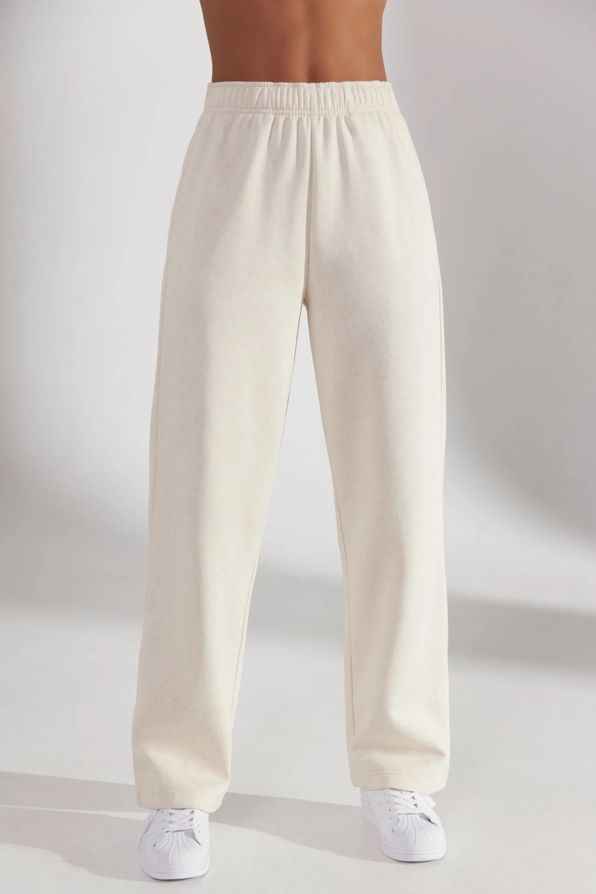 Petite Wide Leg Joggers in Heather Oat