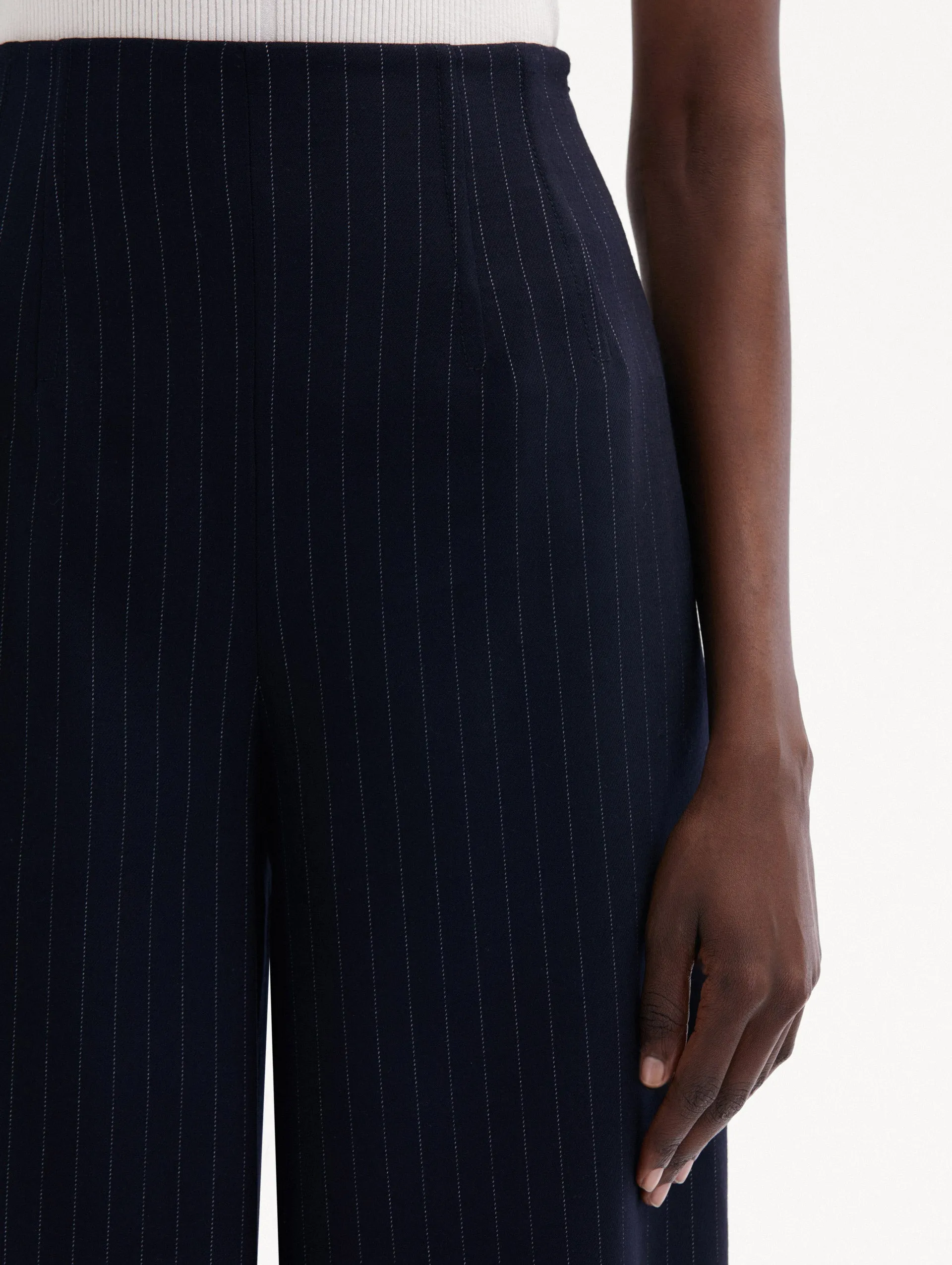 Pinstriped Wide Leg Pant