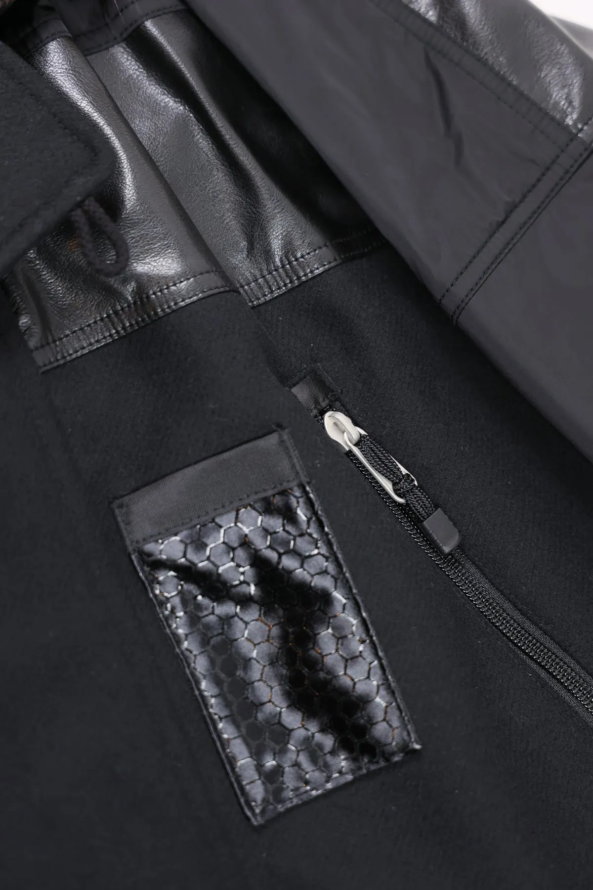 Pocketed Wool Parka - Black