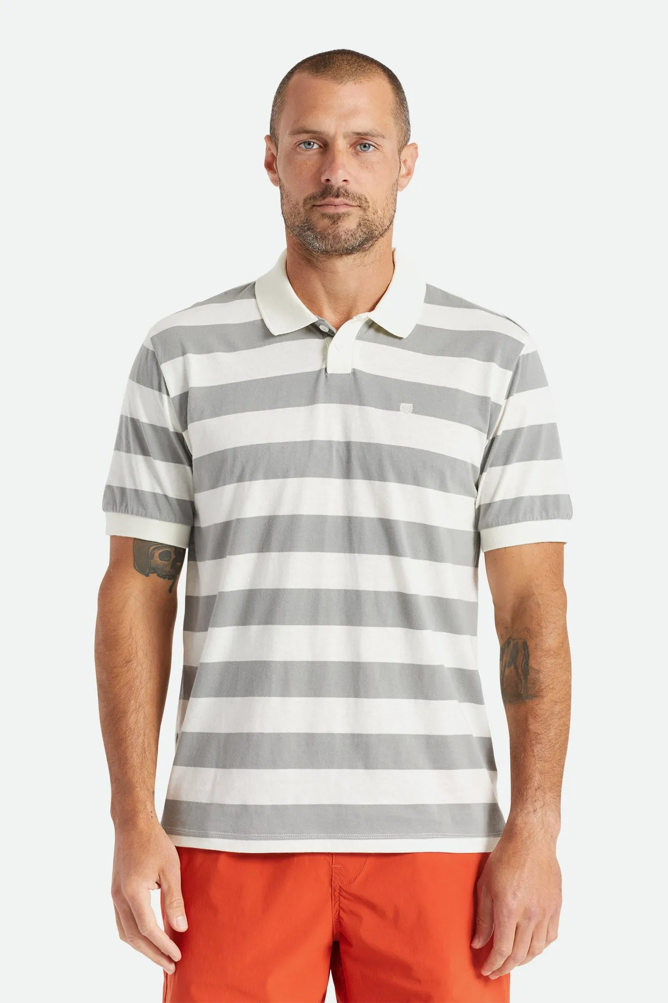 Proper S/S Polo Knit - Grey/Off White