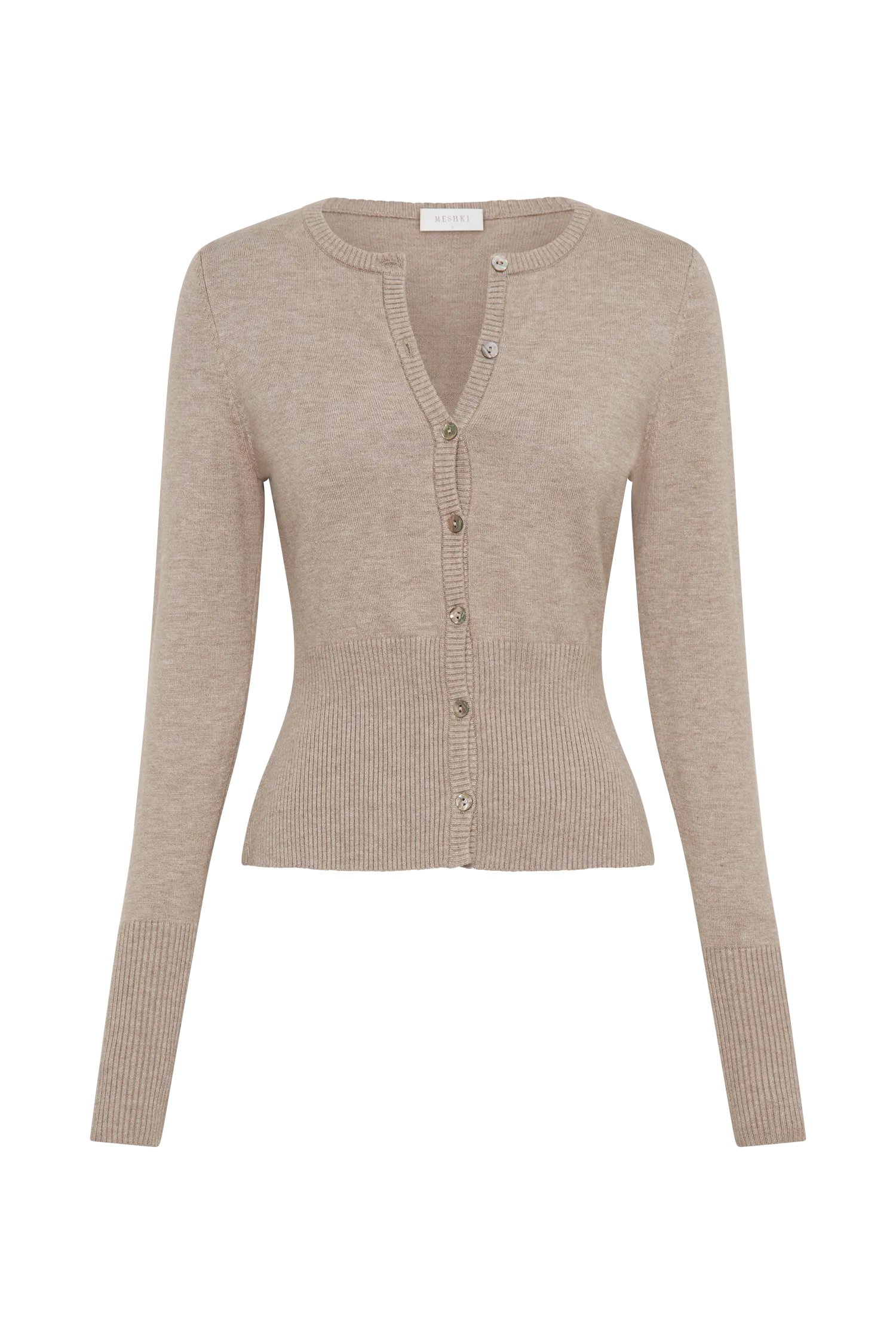 Reese Fitted Knit Cardigan - Taupe Marle