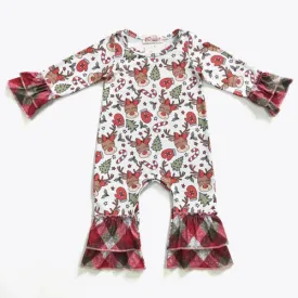 Reindeer Plaid Girls Romper