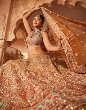 Rust Embellished Lehenga