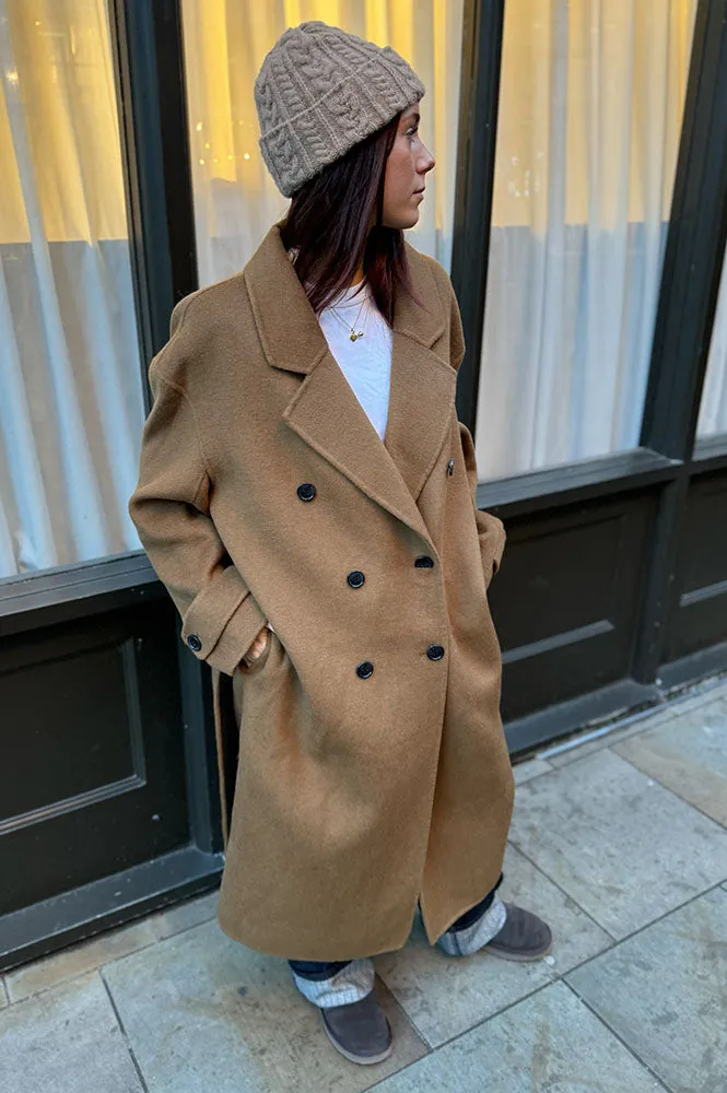 Stella Nova Brown Grey Long Wool Mix Coat