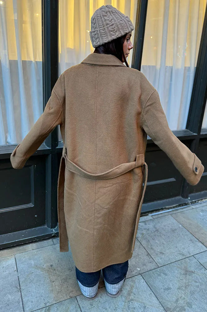 Stella Nova Brown Grey Long Wool Mix Coat