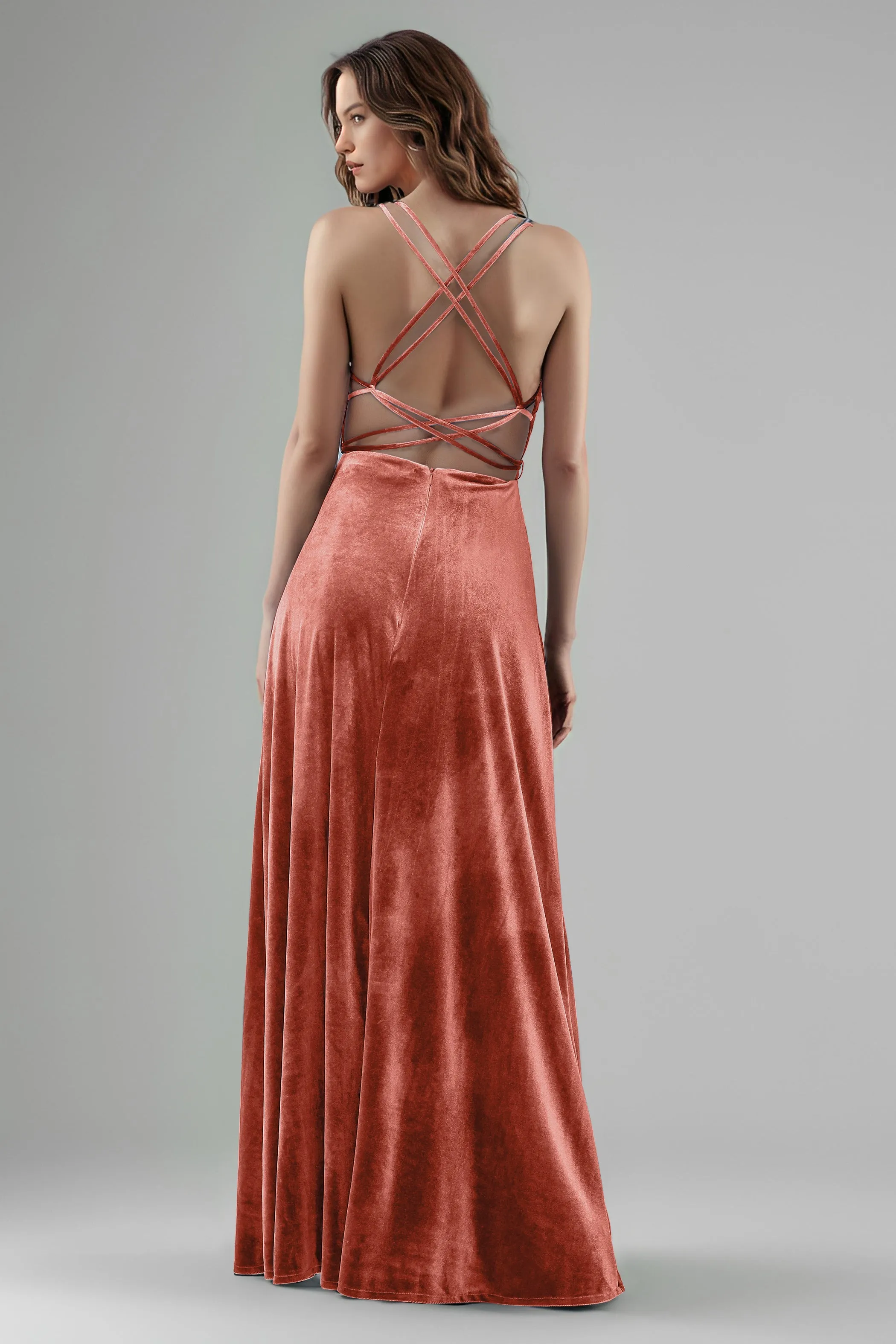 Sweetheart Spaghetti Straps Velvet Floor Length Bridesmaid Dresses