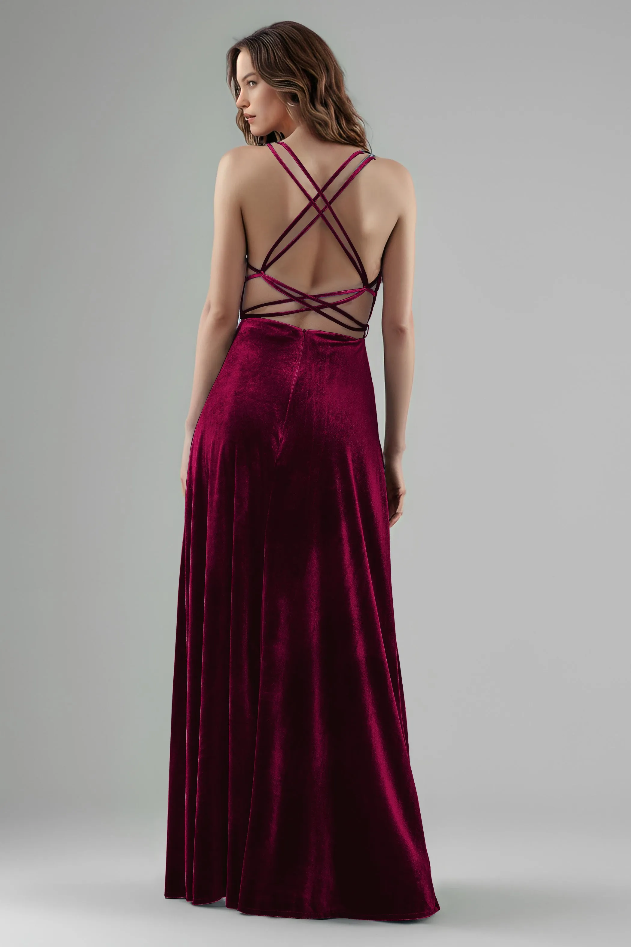 Sweetheart Spaghetti Straps Velvet Floor Length Bridesmaid Dresses