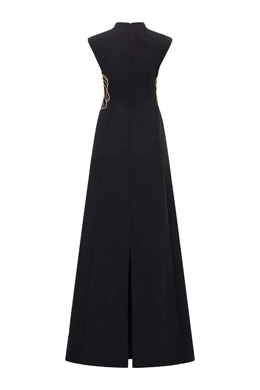 Thatcher A-line Cap Sleeved Velvet Satin Floor Length Dress