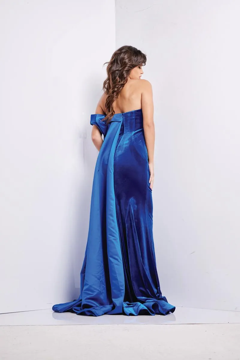 Velvet Fitted Off Shoulder Gown by Jovani 37390