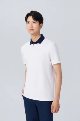 VISDRY™ Pique Contrast Collar Polo | White WH001Z