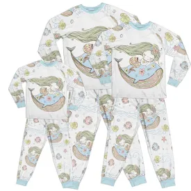 Whimsical Mystical Girl Whale Kid Pajamas Set Matching