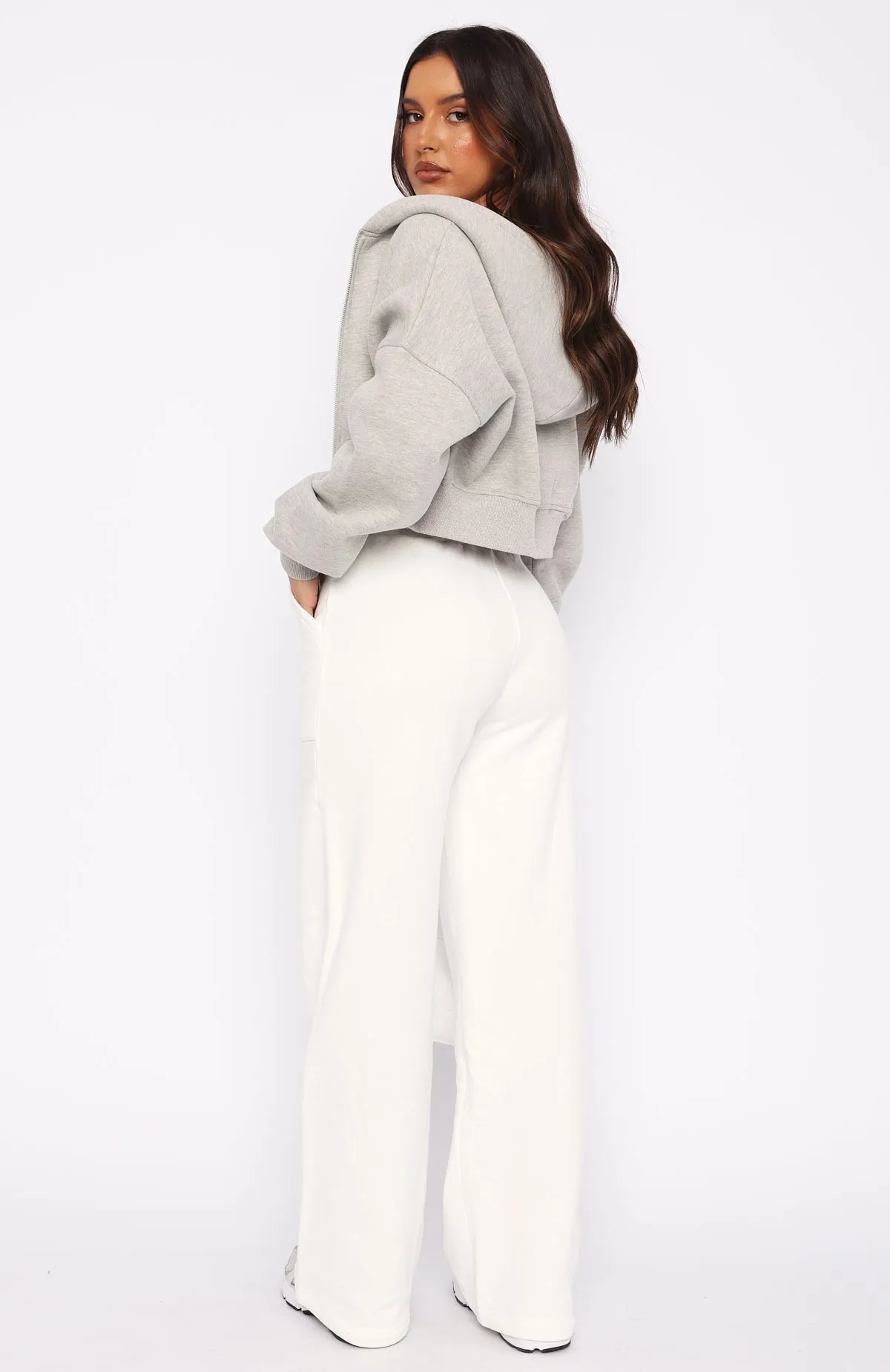 You'd Love It Here Wide Leg Sweatpants White